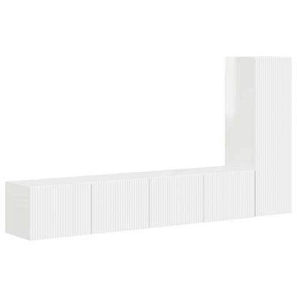 vidaXL TV-Schrankset Wandmontiert 3 pcs Hochglanz Weiß Holzwerkstoff