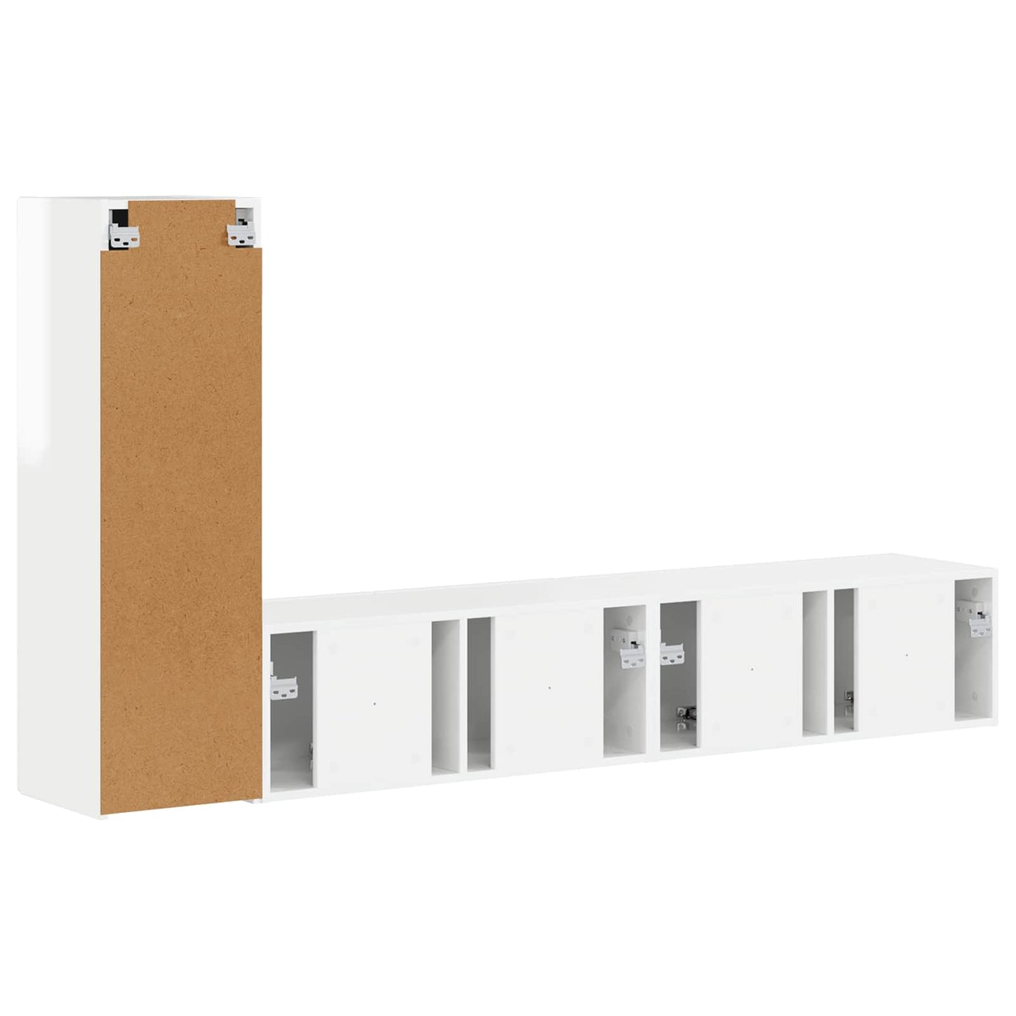 vidaXL TV-Schrankset Wandmontiert 3 pcs Hochglanz Weiß Holzwerkstoff
