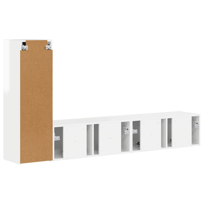 vidaXL TV-Schrankset Wandmontiert 3 pcs Hochglanz Weiß Holzwerkstoff