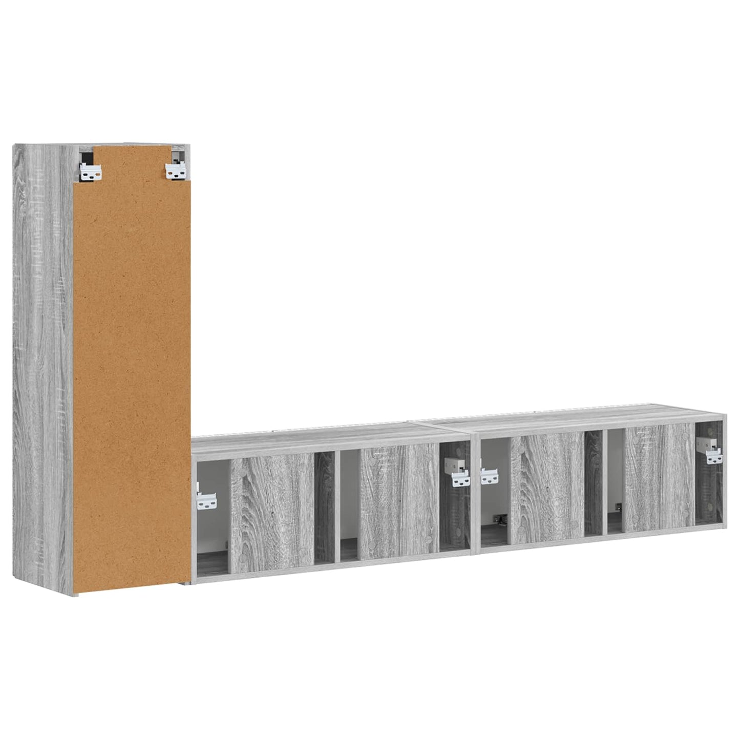 vidaXL TV-Schrankset Wandmontiert 3 pcs Graues Sonoma Holzwerkstoff