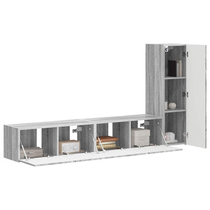 vidaXL TV-Schrankset Wandmontiert 3 pcs Graues Sonoma Holzwerkstoff