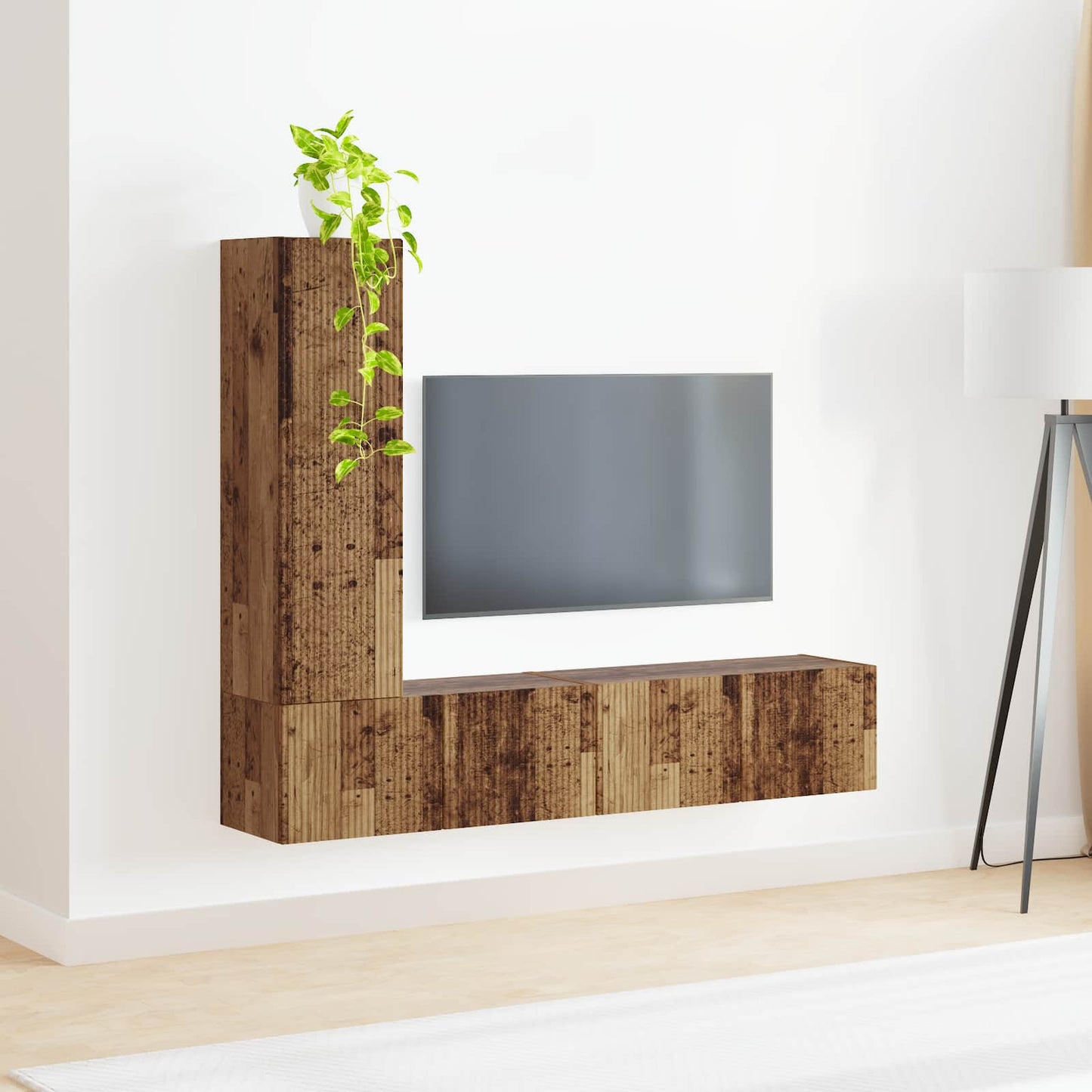 TV-Schrankset Wandmontiert 3 pcs Altholz Holzwerkstoff