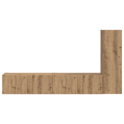 vidaXL TV-Schrankset Wandmontiert 3 pcs Artisan-Eiche Holzwerkstoff