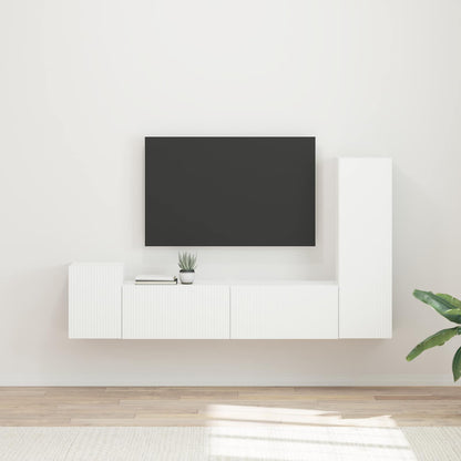 vidaXL TV-Schrankset Wandmontiert 4 pcs Weiß Holzwerkstoff