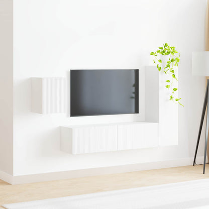 vidaXL TV-Schrankset Wandmontiert 4 pcs Weiß Holzwerkstoff