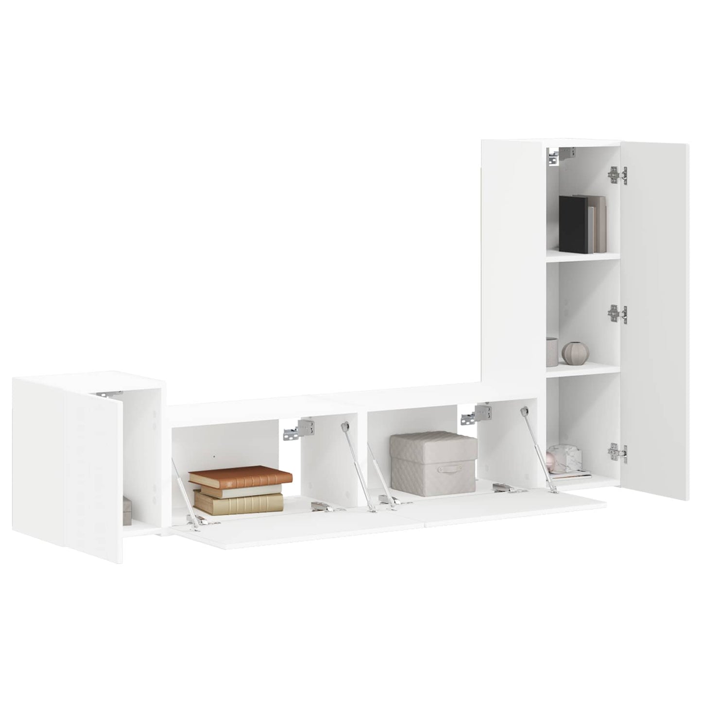 vidaXL TV-Schrankset Wandmontiert 4 pcs Weiß Holzwerkstoff