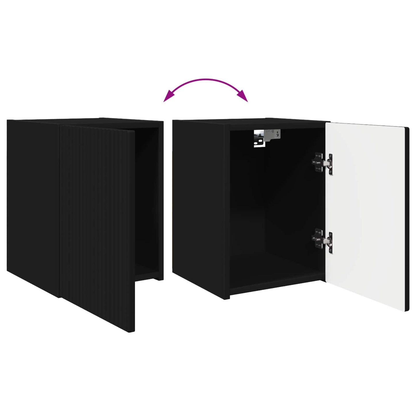 vidaXL TV-Schrankset Wandmontiert 4 pcs Schwarz Holzwerkstoff
