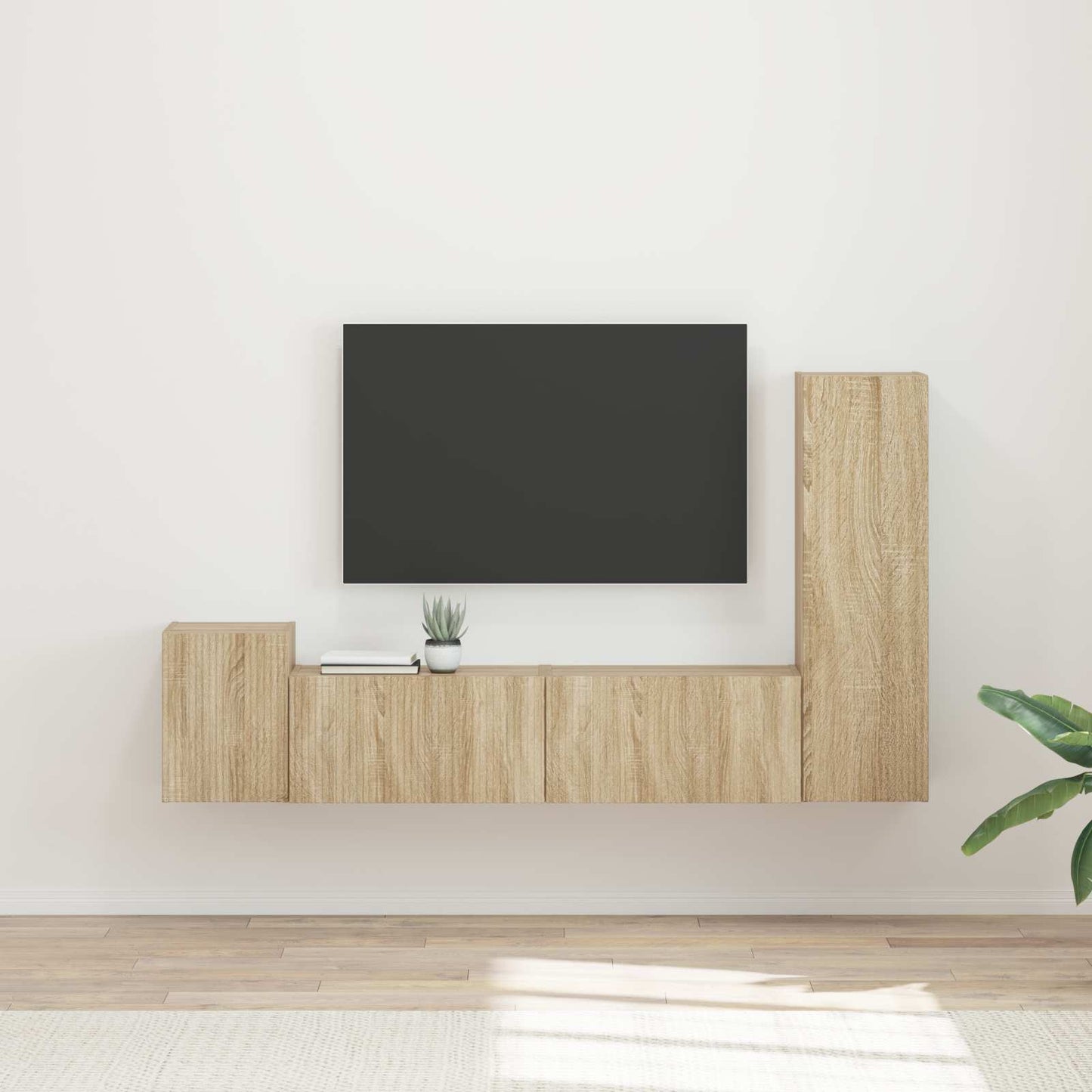 vidaXL TV-Schrankset Wandmontiert 4 pcs Sonoma-Eiche Holzwerkstoff
