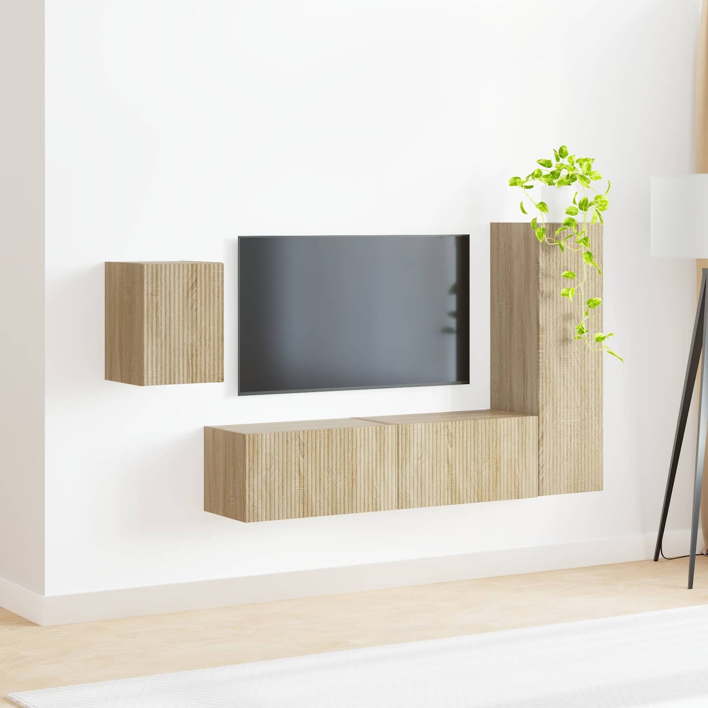 vidaXL TV-Schrankset Wandmontiert 4 pcs Sonoma-Eiche Holzwerkstoff