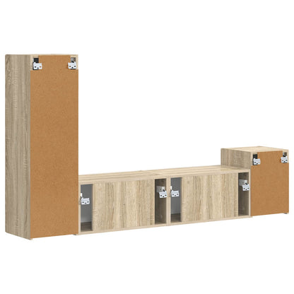 vidaXL TV-Schrankset Wandmontiert 4 pcs Sonoma-Eiche Holzwerkstoff