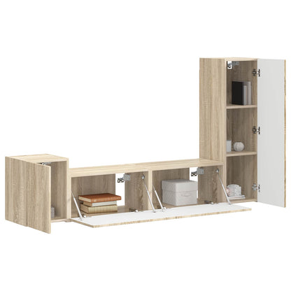 vidaXL TV-Schrankset Wandmontiert 4 pcs Sonoma-Eiche Holzwerkstoff