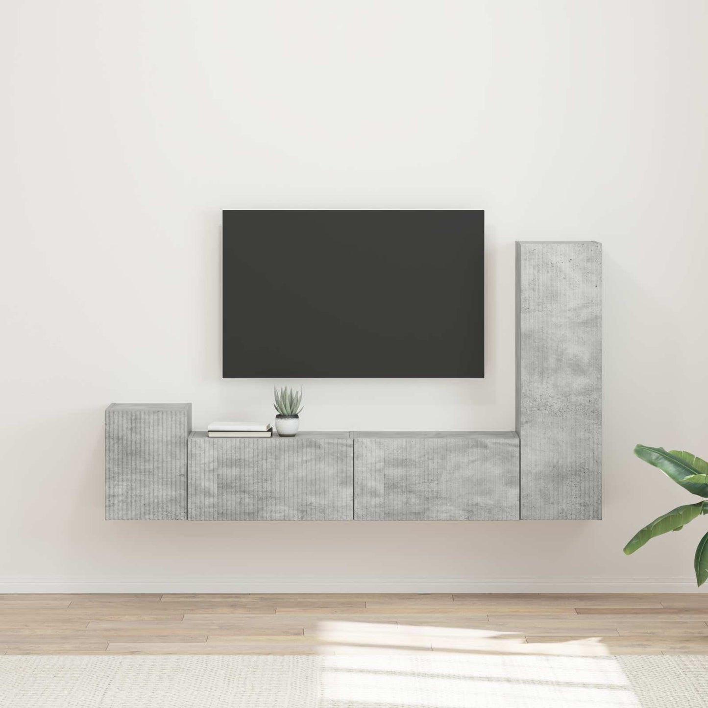 vidaXL Ensemble de meubles TV muraux 4 pcs Gris béton Aggloméré