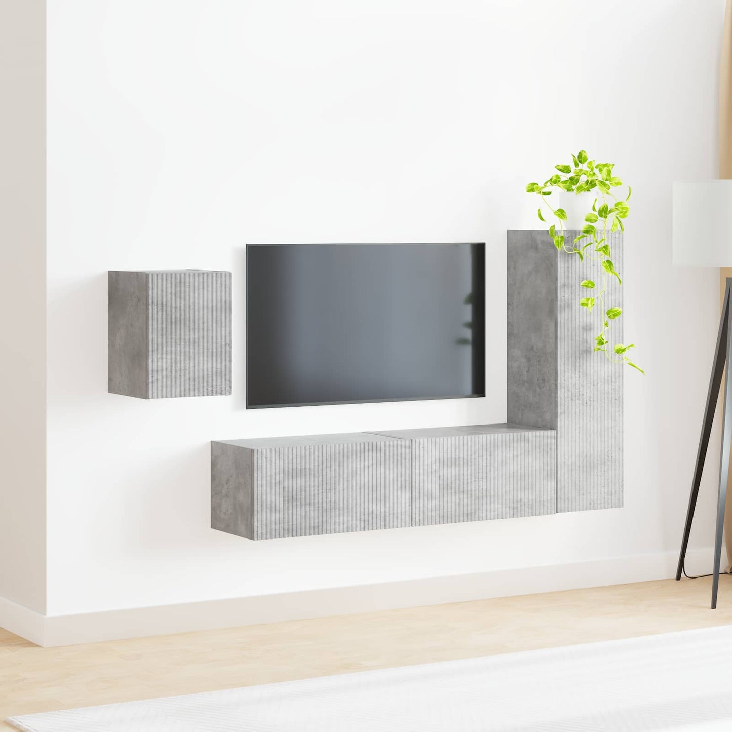 vidaXL Ensemble de meubles TV muraux 4 pcs Gris béton Aggloméré