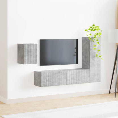 vidaXL Ensemble de meubles TV muraux 4 pcs Gris béton Aggloméré