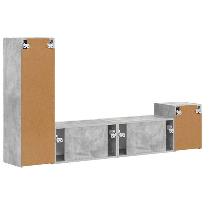 vidaXL Ensemble de meubles TV muraux 4 pcs Gris béton Aggloméré