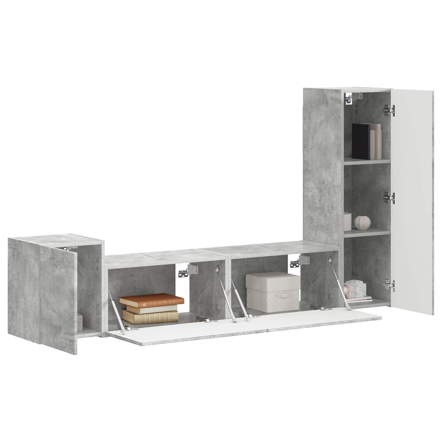 vidaXL Ensemble de meubles TV muraux 4 pcs Gris béton Aggloméré