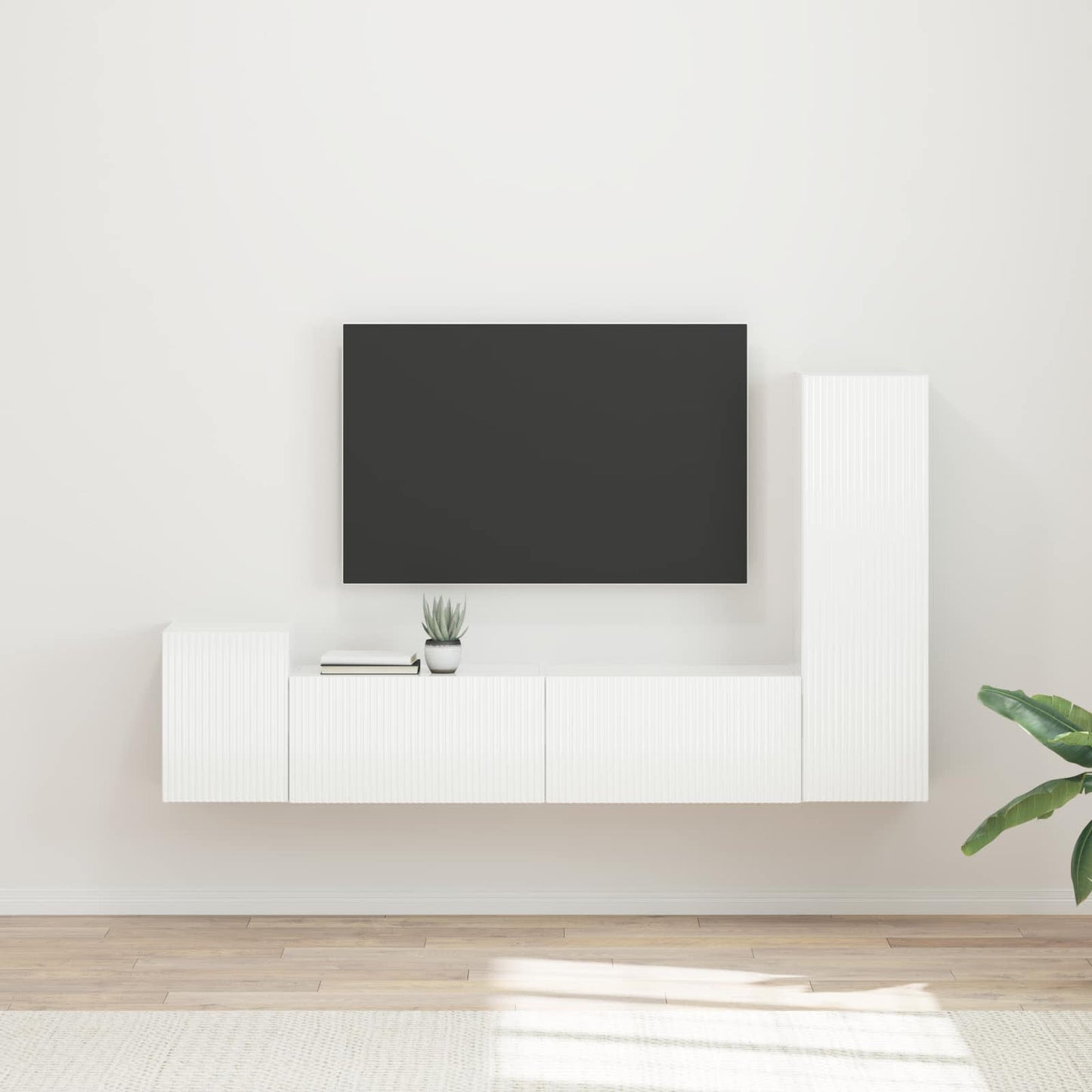vidaXL TV-Schrankset Wandmontiert 4 pcs Hochglanz Weiß Holzwerkstoff