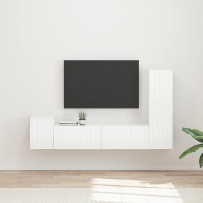 vidaXL TV-Schrankset Wandmontiert 4 pcs Hochglanz Weiß Holzwerkstoff