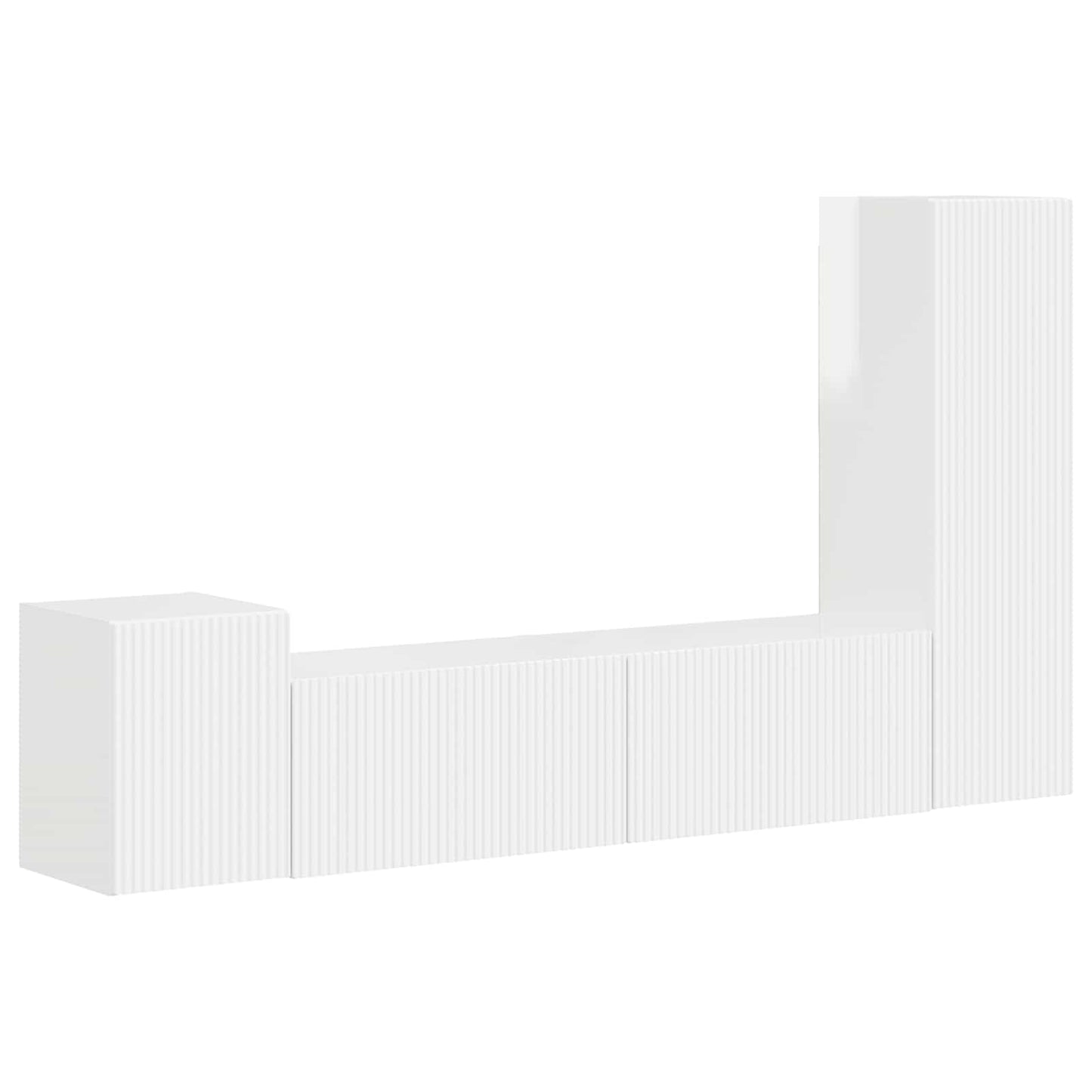 vidaXL TV-Schrankset Wandmontiert 4 pcs Hochglanz Weiß Holzwerkstoff