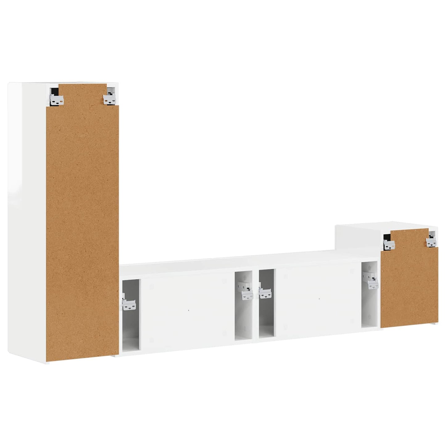vidaXL TV-Schrankset Wandmontiert 4 pcs Hochglanz Weiß Holzwerkstoff