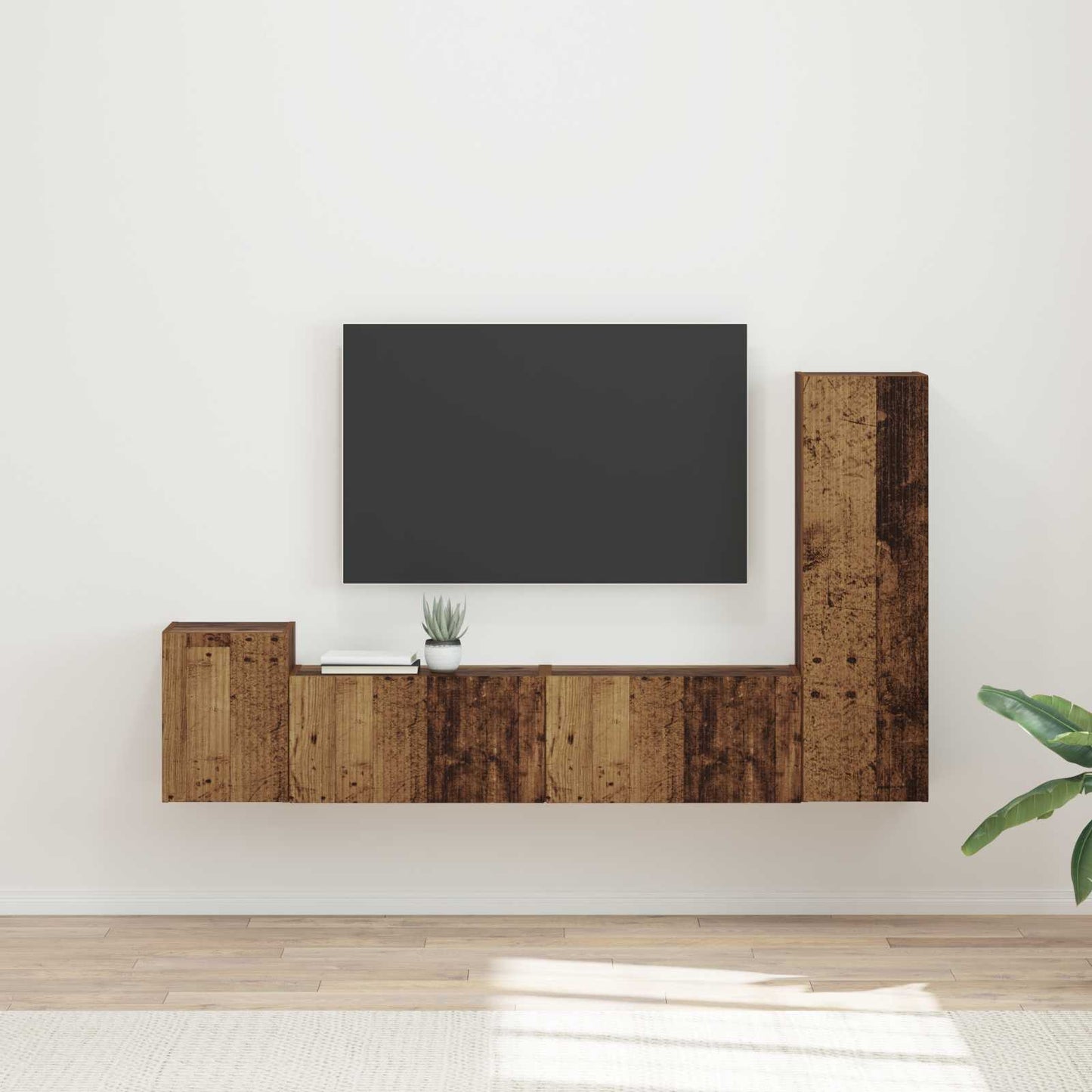 vidaXL TV-Schrankset Wandmontiert 4 pcs Altholz Holzwerkstoff