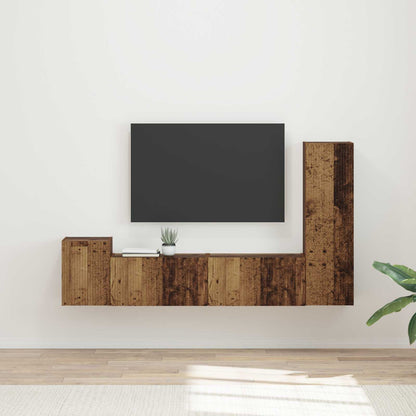 vidaXL TV-Schrankset Wandmontiert 4 pcs Altholz Holzwerkstoff