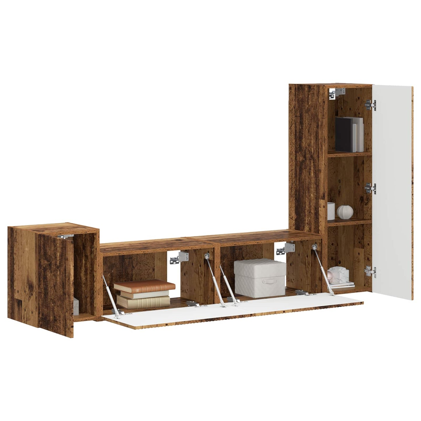 vidaXL TV-Schrankset Wandmontiert 4 pcs Altholz Holzwerkstoff