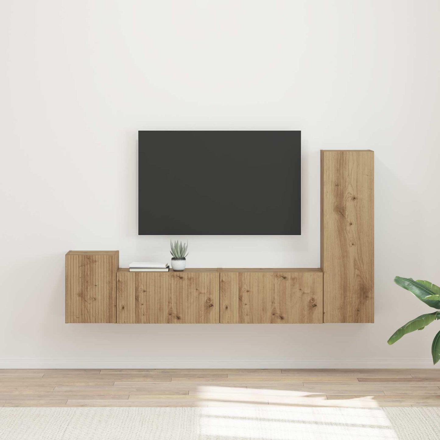 vidaXL TV-Schrankset Wandmontiert 4 pcs Artisan-Eiche Holzwerkstoff