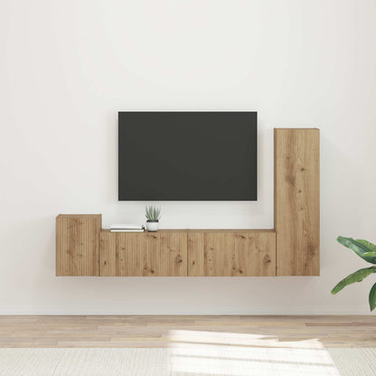 vidaXL TV-Schrankset Wandmontiert 4 pcs Artisan-Eiche Holzwerkstoff