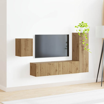 vidaXL TV-Schrankset Wandmontiert 4 pcs Artisan-Eiche Holzwerkstoff