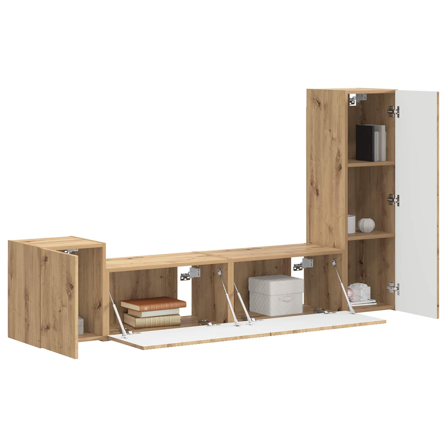 vidaXL TV-Schrankset Wandmontiert 4 pcs Artisan-Eiche Holzwerkstoff