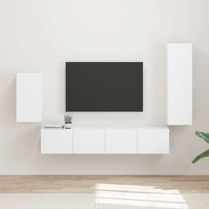 vidaXL TV-Schrankset Wandmontiert 4 pcs Weiß Holzwerkstoff