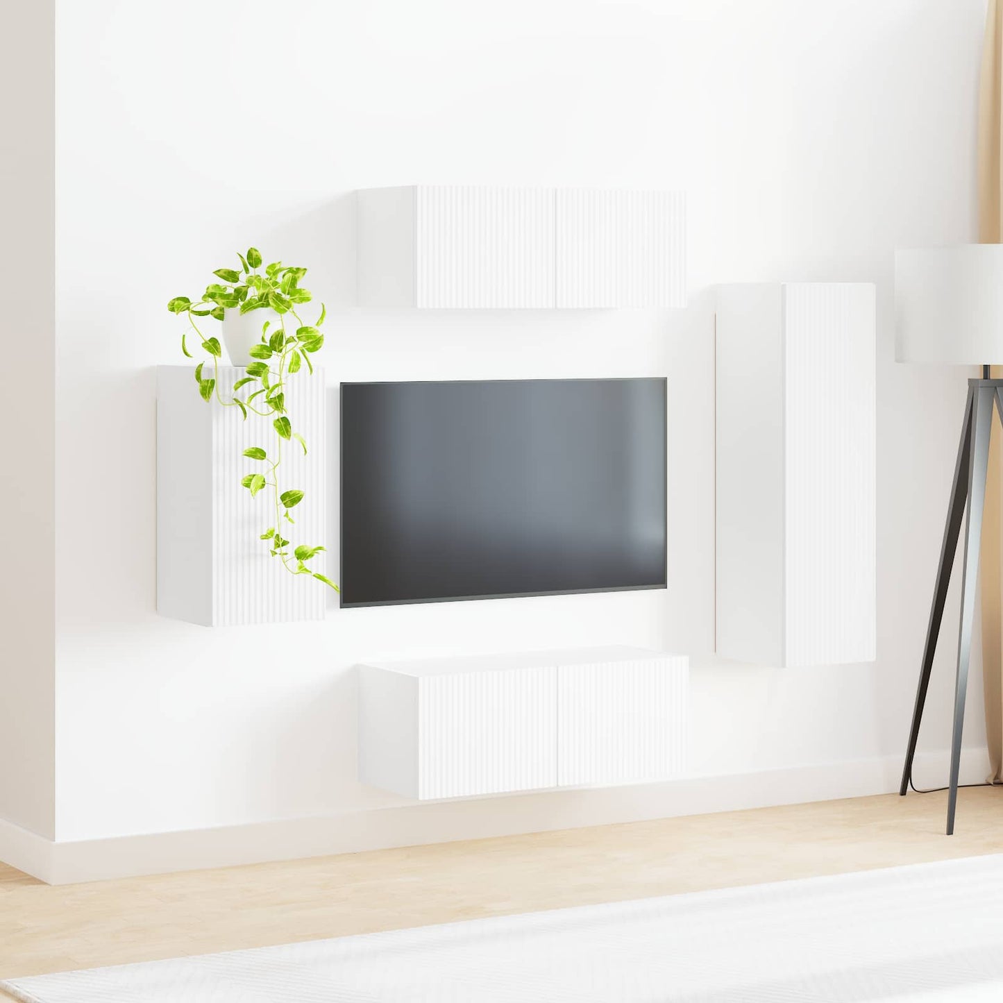 vidaXL TV-Schrankset Wandmontiert 4 pcs Weiß Holzwerkstoff