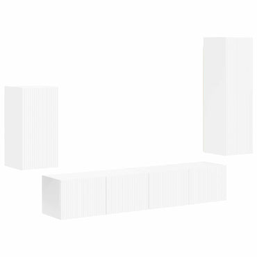 vidaXL TV-Schrankset Wandmontiert 4 pcs Weiß Holzwerkstoff