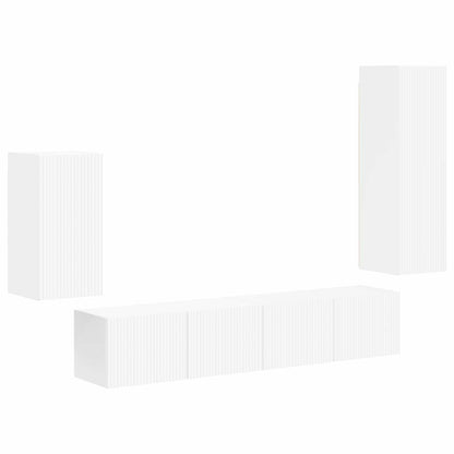 vidaXL TV-Schrankset Wandmontiert 4 pcs Weiß Holzwerkstoff