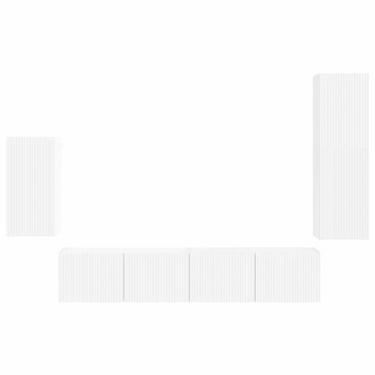 vidaXL TV-Schrankset Wandmontiert 4 pcs Weiß Holzwerkstoff