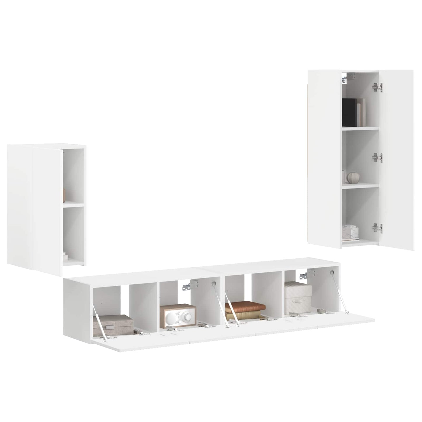 vidaXL TV-Schrankset Wandmontiert 4 pcs Weiß Holzwerkstoff