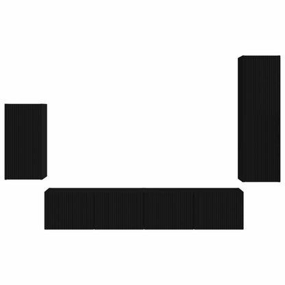 TV-Schrankset Wandmontiert 4 pcs Schwarz Holzwerkstoff