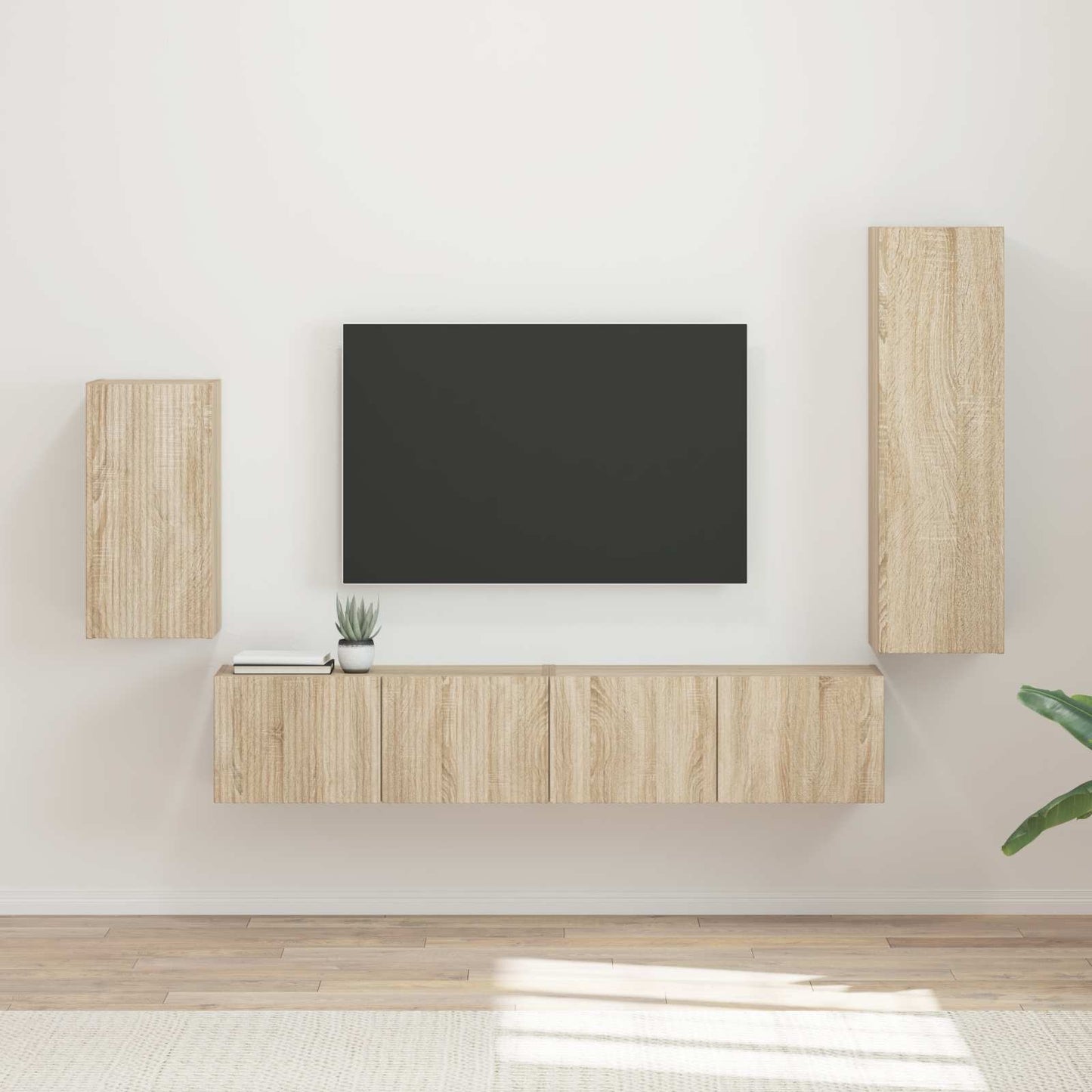 vidaXL TV-Schrankset Wandmontiert 4 pcs Sonoma-Eiche Holzwerkstoff