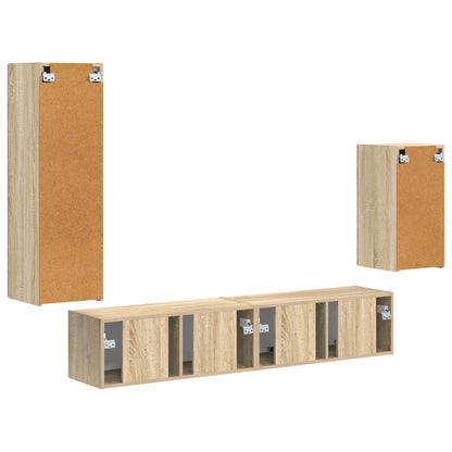 vidaXL TV-Schrankset Wandmontiert 4 pcs Sonoma-Eiche Holzwerkstoff