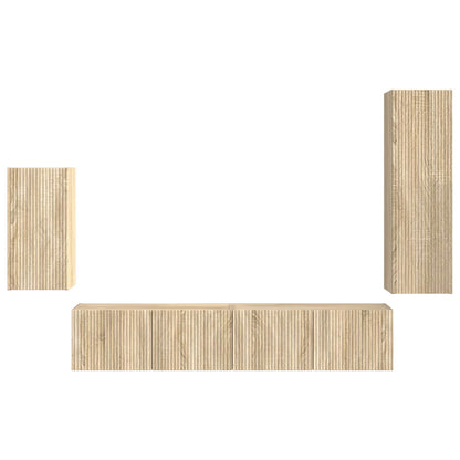 vidaXL TV-Schrankset Wandmontiert 4 pcs Sonoma-Eiche Holzwerkstoff