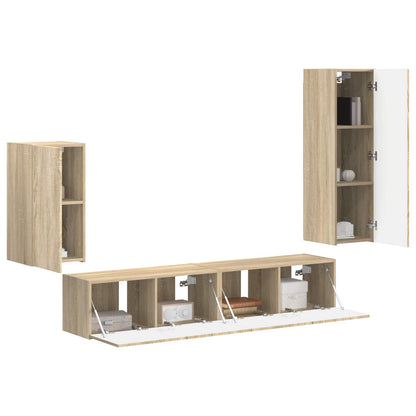 vidaXL TV-Schrankset Wandmontiert 4 pcs Sonoma-Eiche Holzwerkstoff