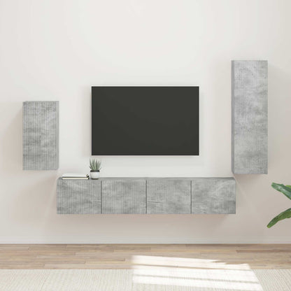 vidaXL Ensemble de meubles TV muraux 4 pcs Gris béton Aggloméré