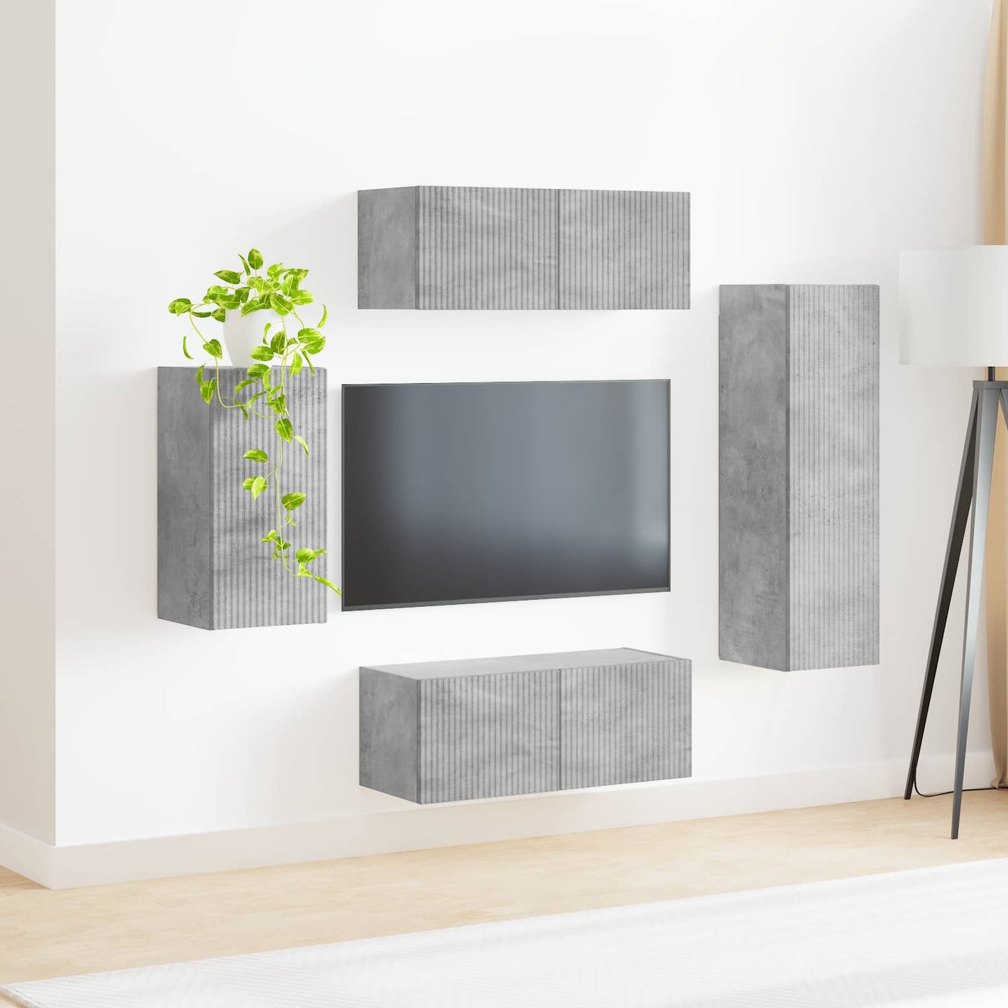 vidaXL Ensemble de meubles TV muraux 4 pcs Gris béton Aggloméré