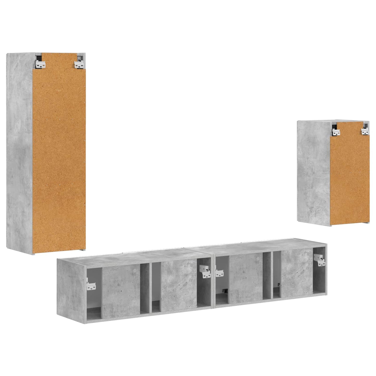 vidaXL Ensemble de meubles TV muraux 4 pcs Gris béton Aggloméré