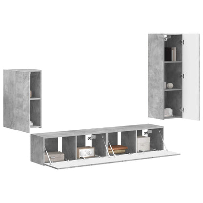 vidaXL Ensemble de meubles TV muraux 4 pcs Gris béton Aggloméré