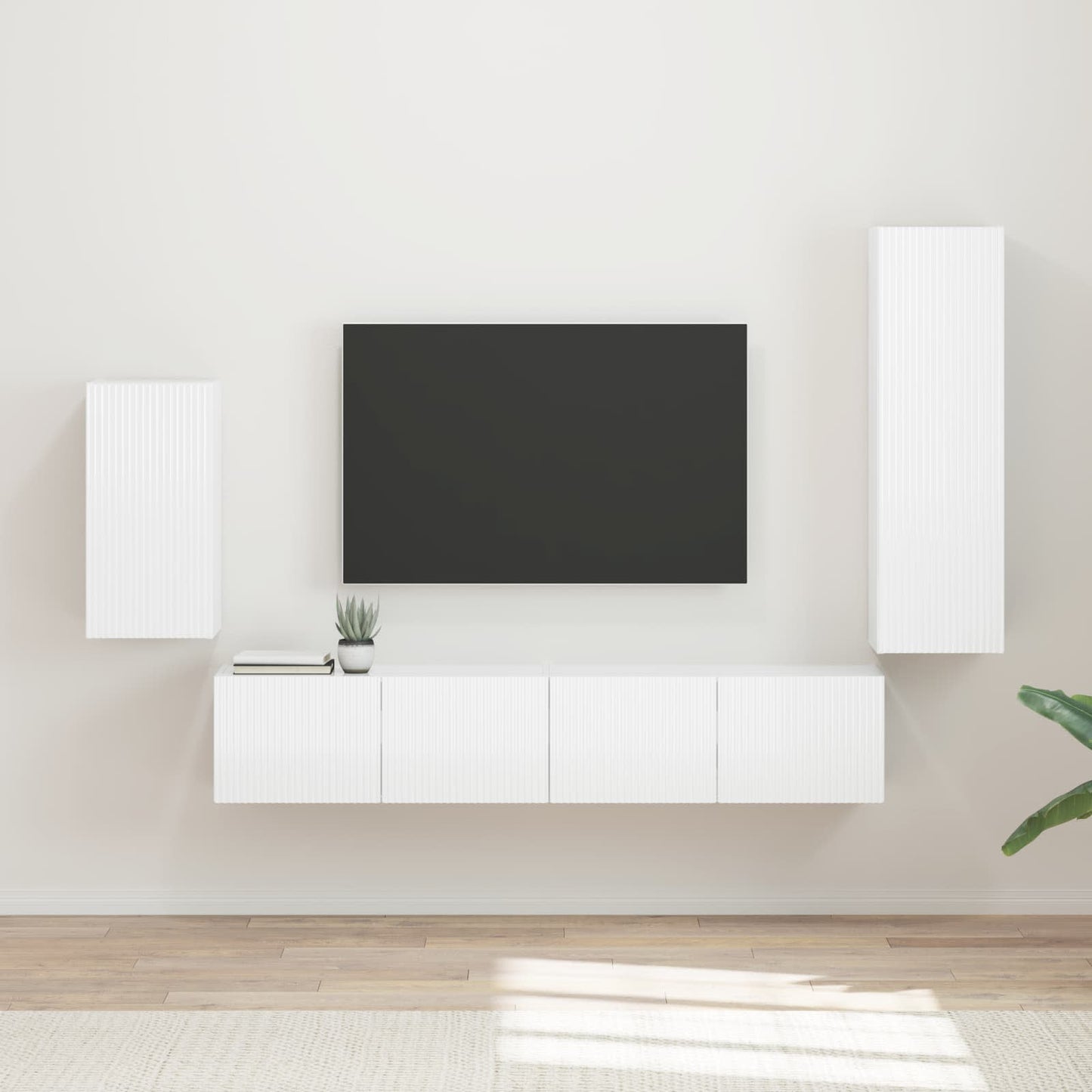 vidaXL Ensemble de meubles TV muraux 4 pcs Blanc brillant Bois d'ingénierie