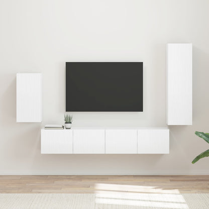 vidaXL Ensemble de meubles TV muraux 4 pcs Blanc brillant Bois d'ingénierie