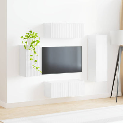 vidaXL Ensemble de meubles TV muraux 4 pcs Blanc brillant Bois d'ingénierie