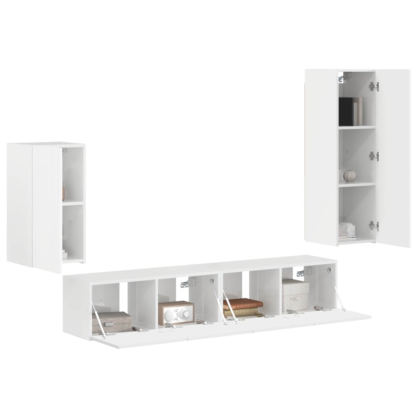 vidaXL Ensemble de meubles TV muraux 4 pcs Blanc brillant Bois d'ingénierie